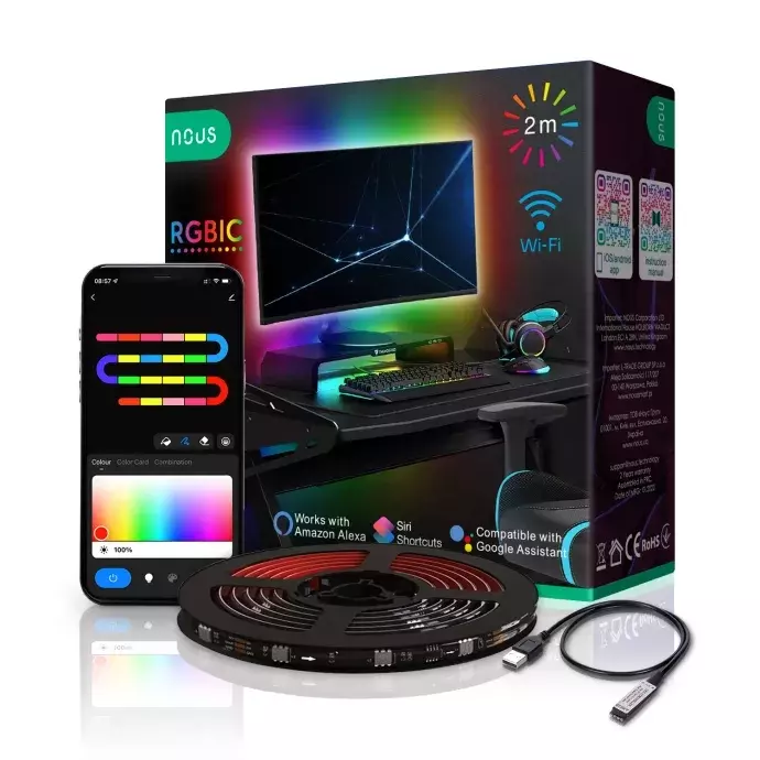 Nous F9 smart WiFi-s okos RGBIC LED szalag TV USB 2 m