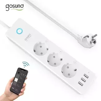Gosund P1 smart WiFi-s okos 3 aljzatos hálózati elosztó, hosszabbító +3x USB 16A